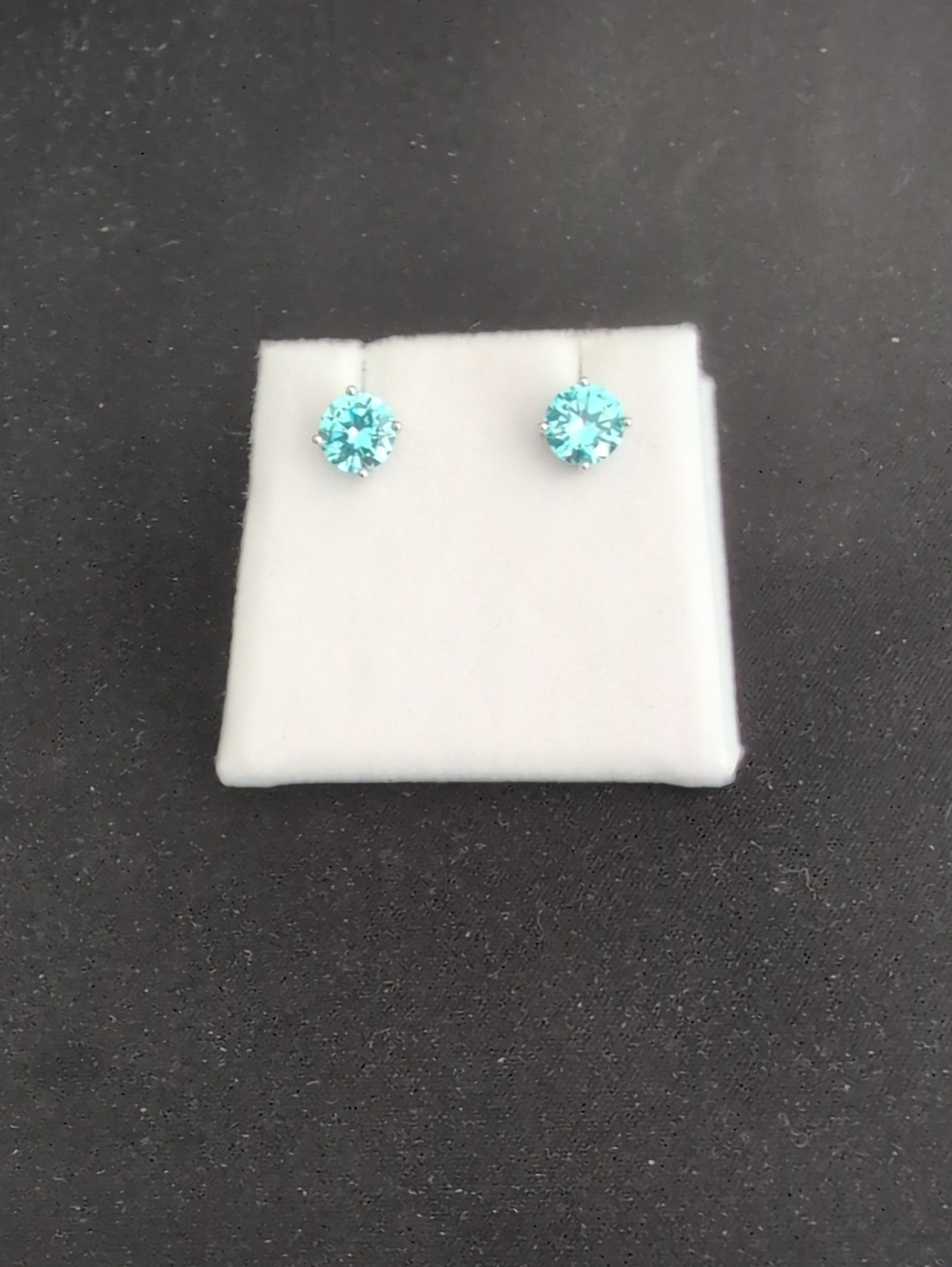 Aquamarine Round Cubic Zirconia Stud Earrings